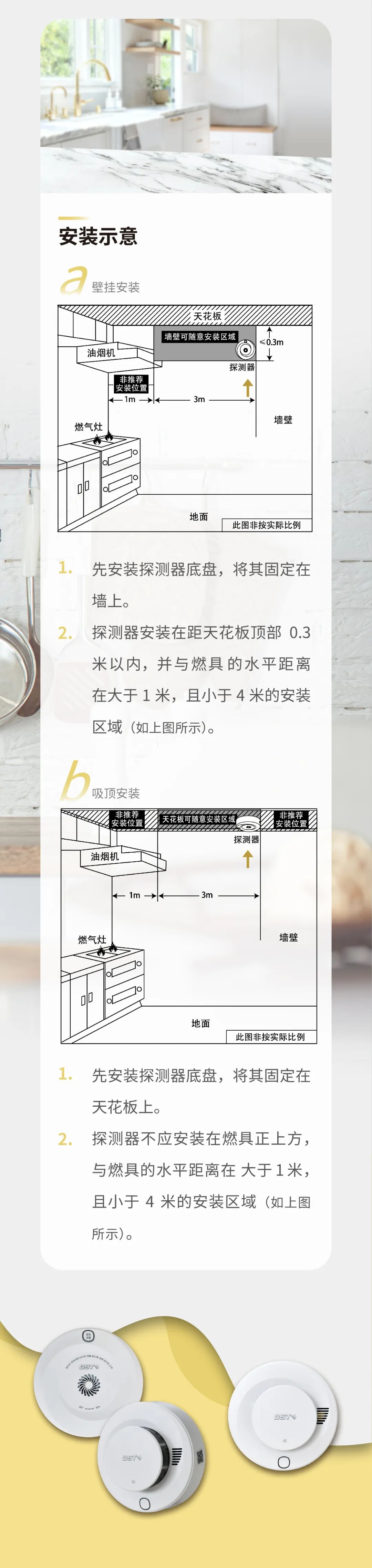 新疆海灣消防GST全新一代NB獨(dú)立式煙感氣感探測(cè)器安裝